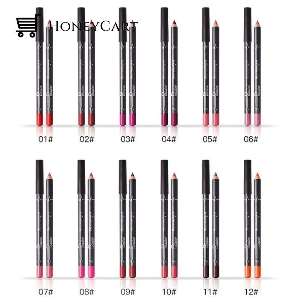 12 Colors Lip Liner Pencil Waterproof Non Marking Lipstick