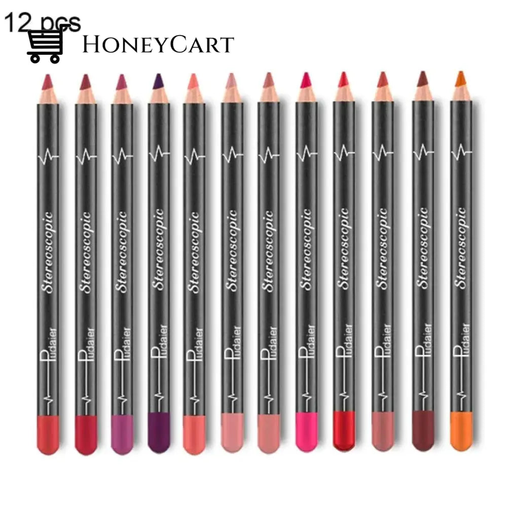 12 Colors Lip Liner Pencil Waterproof Non Marking Lipstick