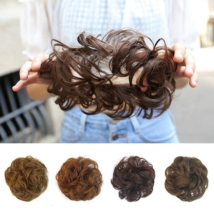 Women's Messy Wavy Hair Bun Extension Elastic Hair Tie Hairpiece Wig Hair Ring