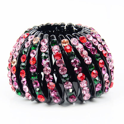 Bird Nest Rhinestone Expanding Tail Hair Bun Holder Grip Claw Hair Accessory