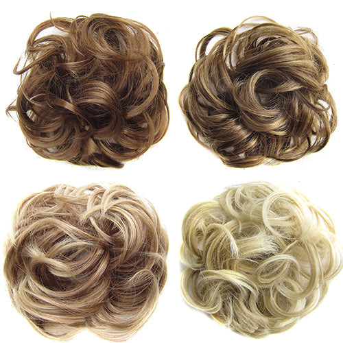 Women Wavy Curly Bun Synthetic Bud Hair Extension Messy Hair Hairpieces