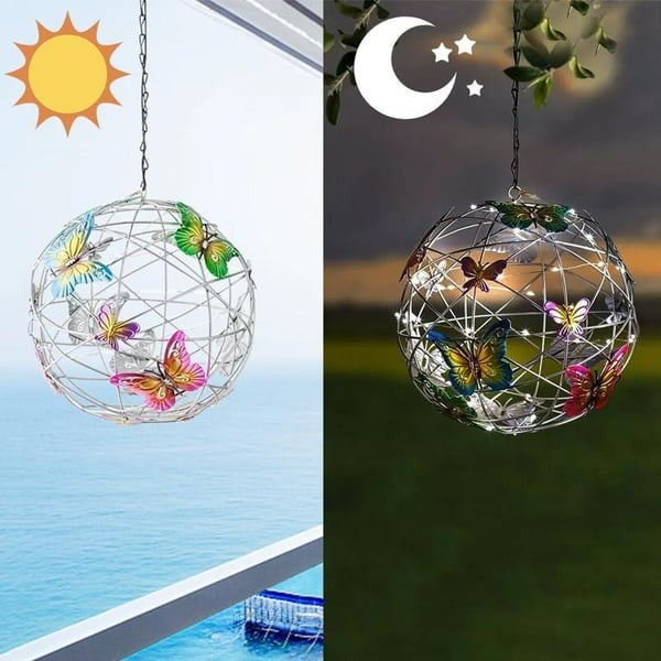 Hanging Butterflies with Solar LED Light Ornament