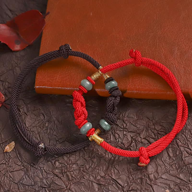 Red String Jade Luck & Good Fortune Knot Braided String Bracelet