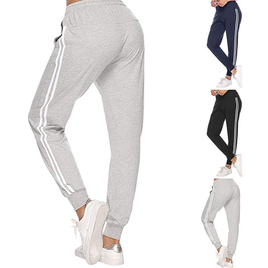 Women's White-Trimmed Two-Bar Sports Leggings