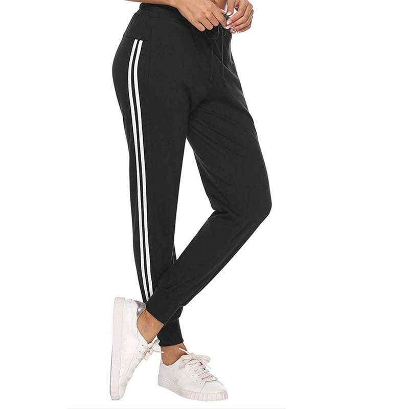 Women's White-Trimmed Two-Bar Sports Leggings