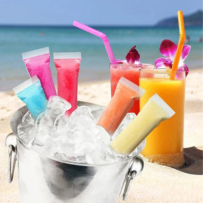 100-1pcs Ice Pop Mold Bags Transparent Freeze Food Bag Disposable Ice Popsicle Mold Bags DIY Juice Smoothie Bag Summer Supplies