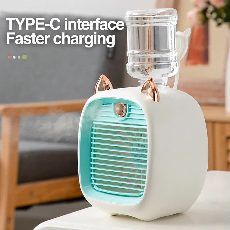 Portable Mini Air Conditioner Fan USB Air Cooler Fan Humidifier 3 Speed 2 Mode Spray Mute Cooler for Office Desk Cool Fans