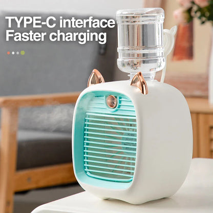 Portable Mini Air Conditioner Fan USB Air Cooler Fan Humidifier 3 Speed 2 Mode Spray Mute Cooler for Office Desk Cool Fans