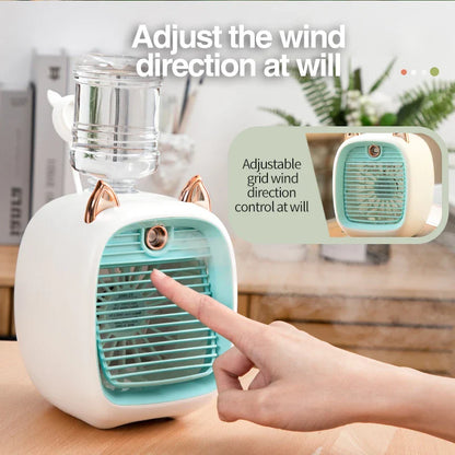 Portable Mini Air Conditioner Fan USB Air Cooler Fan Humidifier 3 Speed 2 Mode Spray Mute Cooler for Office Desk Cool Fans