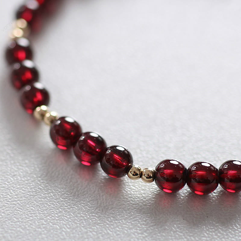 14K Gold Natural Garnet Calm Bracelet