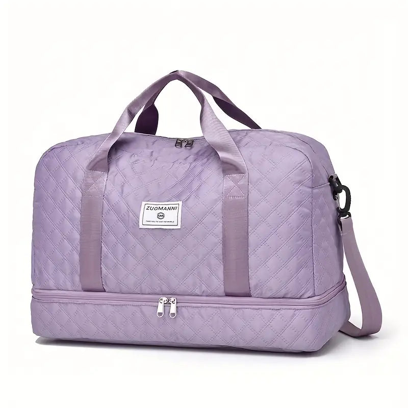 Lightweight Argyle Pattern Luggage Bag, Large Capacity Travel Duffle Bag, Portable Overnight Bag