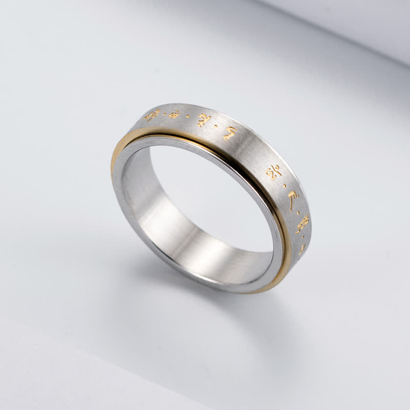 Titanium Steel Balance Rotatable Mantra Ring