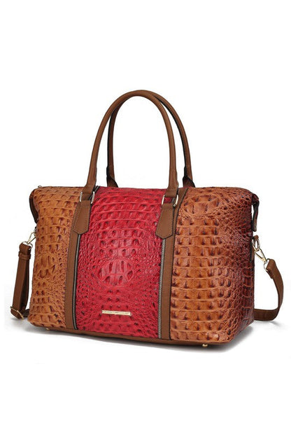 MKF Faux Crocodile-Embossed Duffle Bag by Mia K