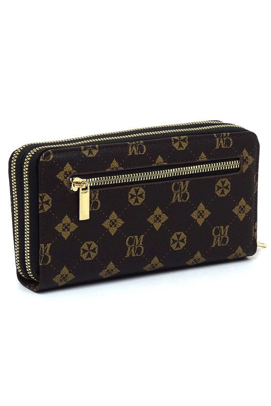 CM Monogram Zip Around Clutch Wallet Wristlet