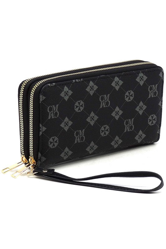 CM Monogram Zip Around Clutch Wallet Wristlet