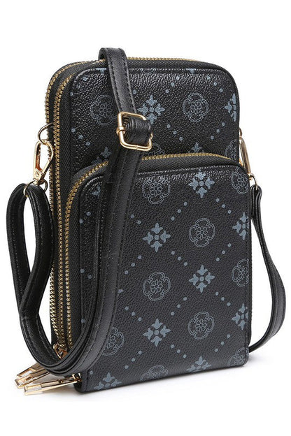 Flower Monogram Crossbody Bag Cell Phone Purse