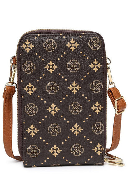 Flower Monogram Crossbody Bag Cell Phone Purse