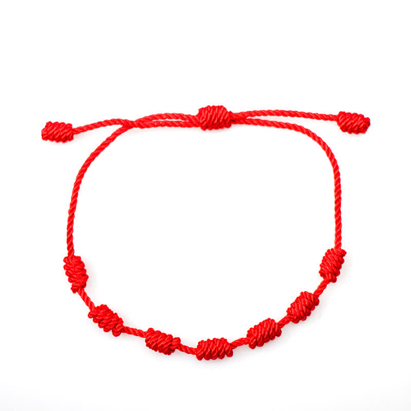 Evil Eye Seven Knot Red String Protection Bracelet (4 Pieces)