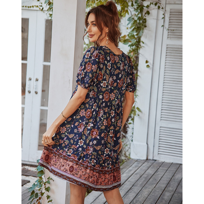 Women Boho Printed Short Dress