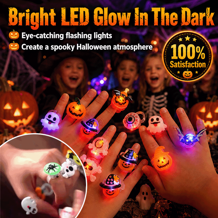 Halloween Light-Up Rings – 50 Packs