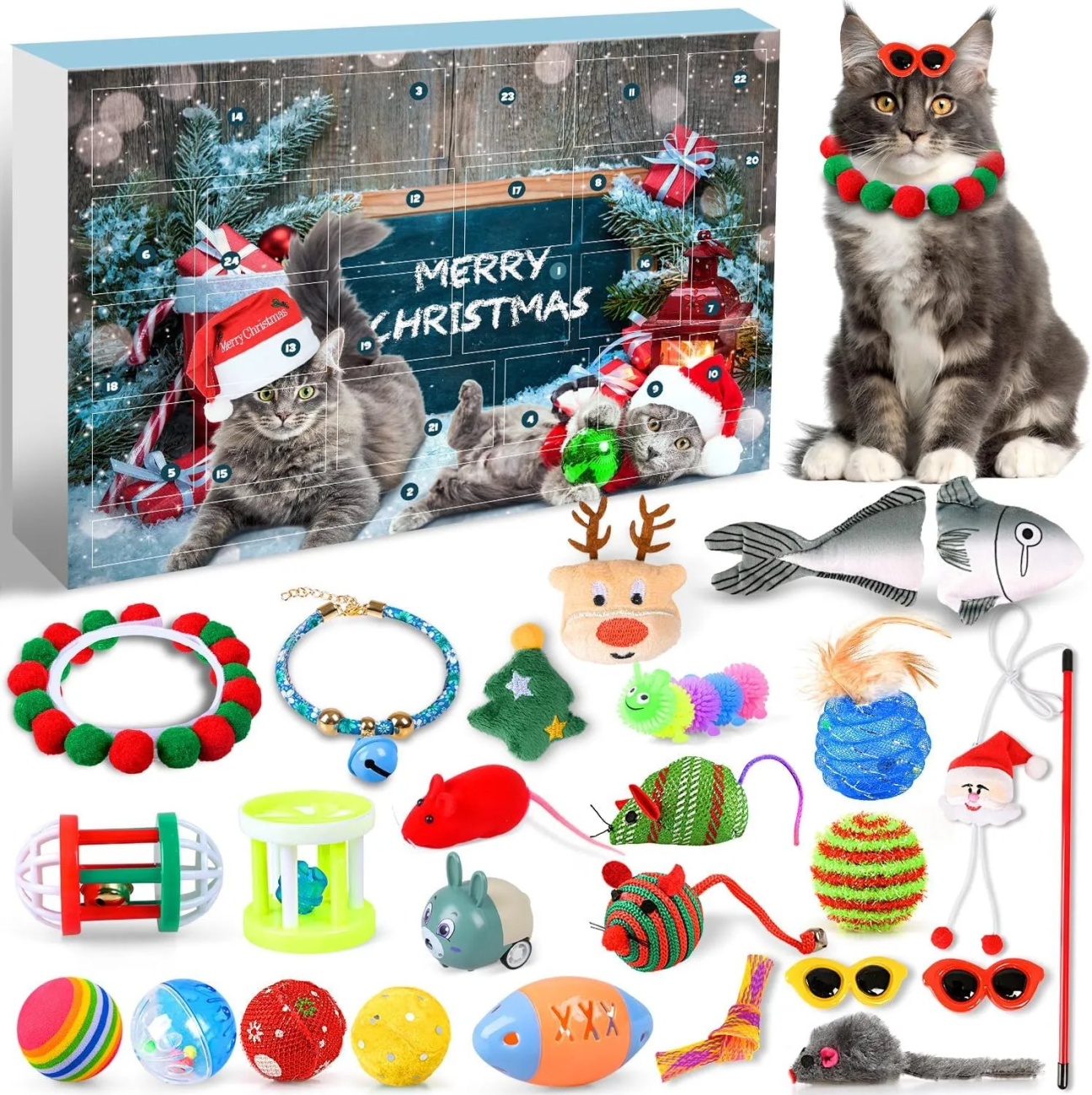 2024 Christmas Countdown Cat Toys Advent Calendar