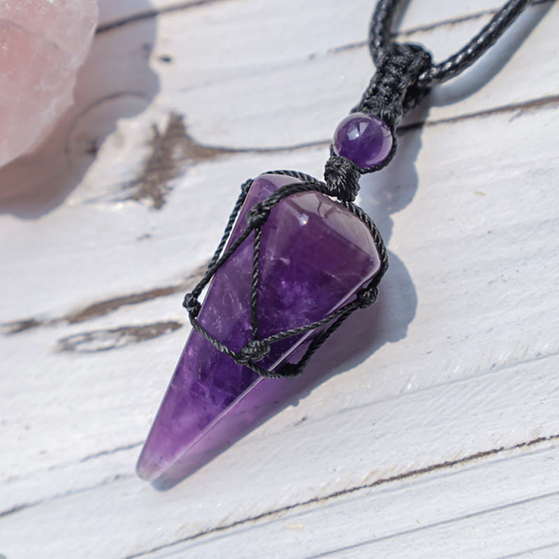 Natural Stone Pointed Pendant Necklace