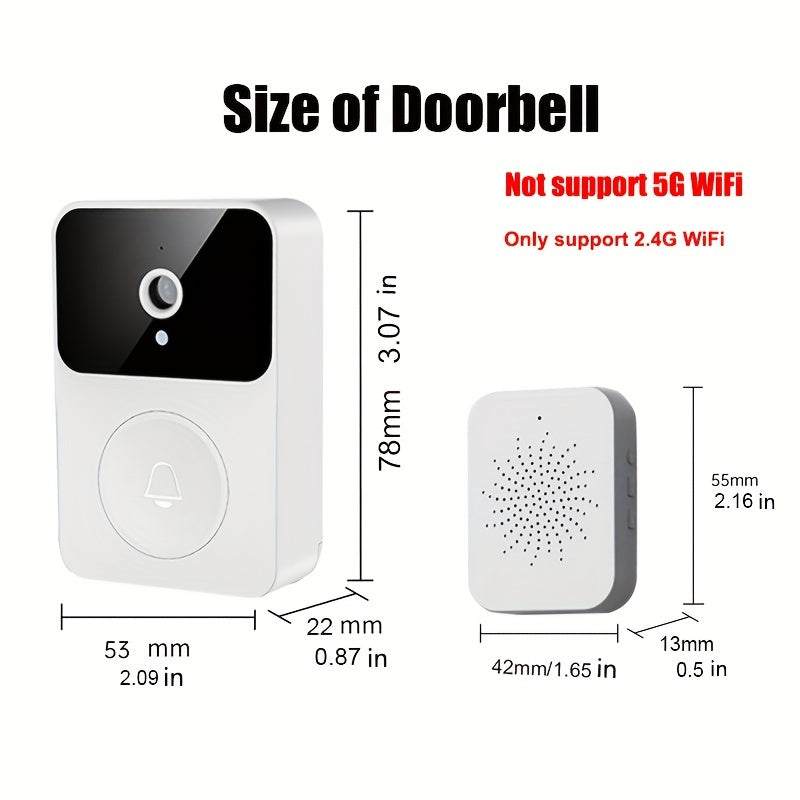 Intelligent Visual Doorbell Home Intercom HD Night Vision WiFi Rechargeable Security Door Doorbell