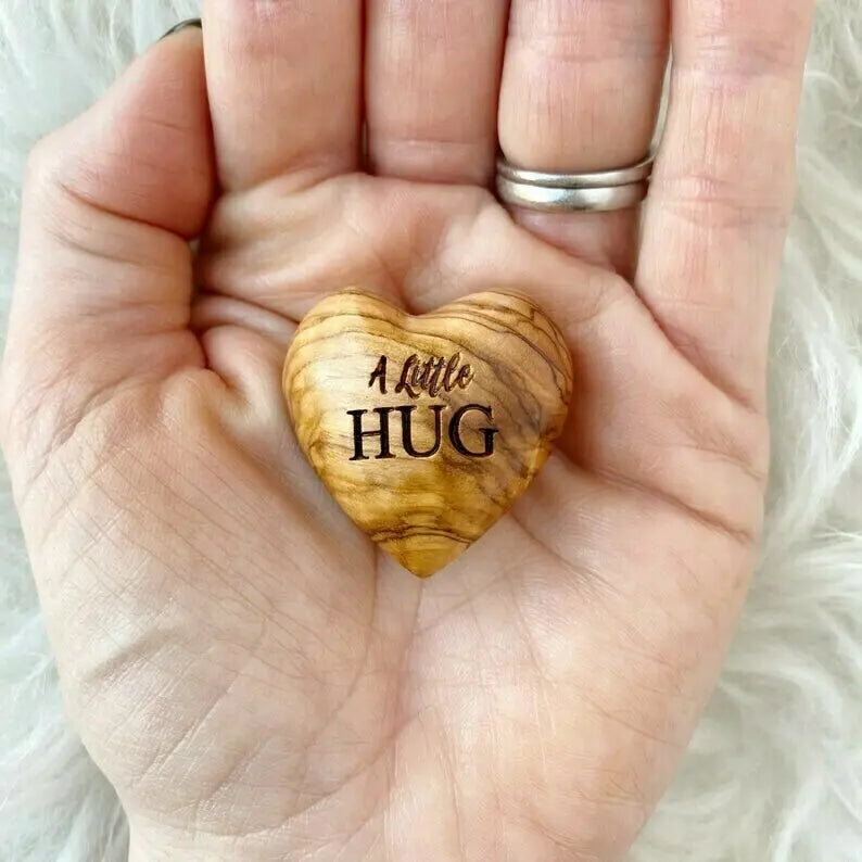 💖Handmade Pocket Hug Wooden Heart Token🎁