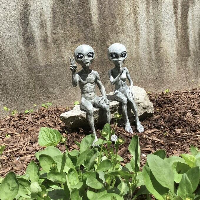 Outer space alien garden statue