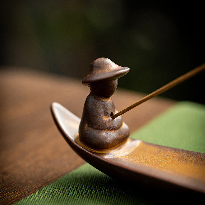 A Lonely Fisherman Ceramic Healing Incense Burner