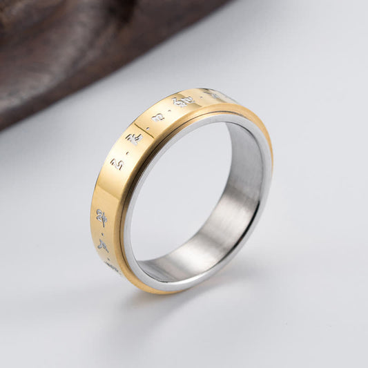 Titanium Steel Balance Rotatable Mantra Ring