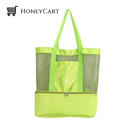 2-Compartment Mesh Beach Bag Green