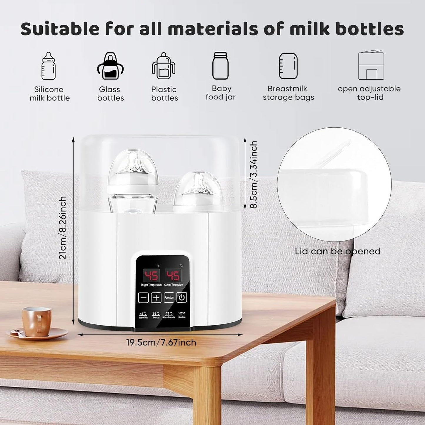 2 in 1 Baby Nursing Bottle Heater Sterilizer - Baby Bottle Disinfection, Fast Milk Warmers, and Sterilizers