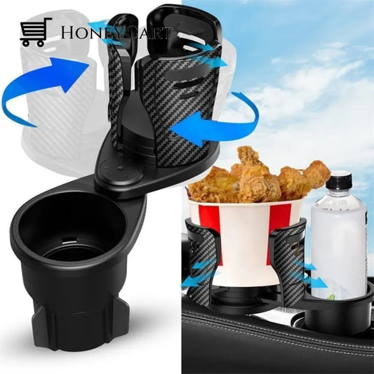2-In-1 Multifunction Car Drink Dual Cup Holder Expande Carbon Black