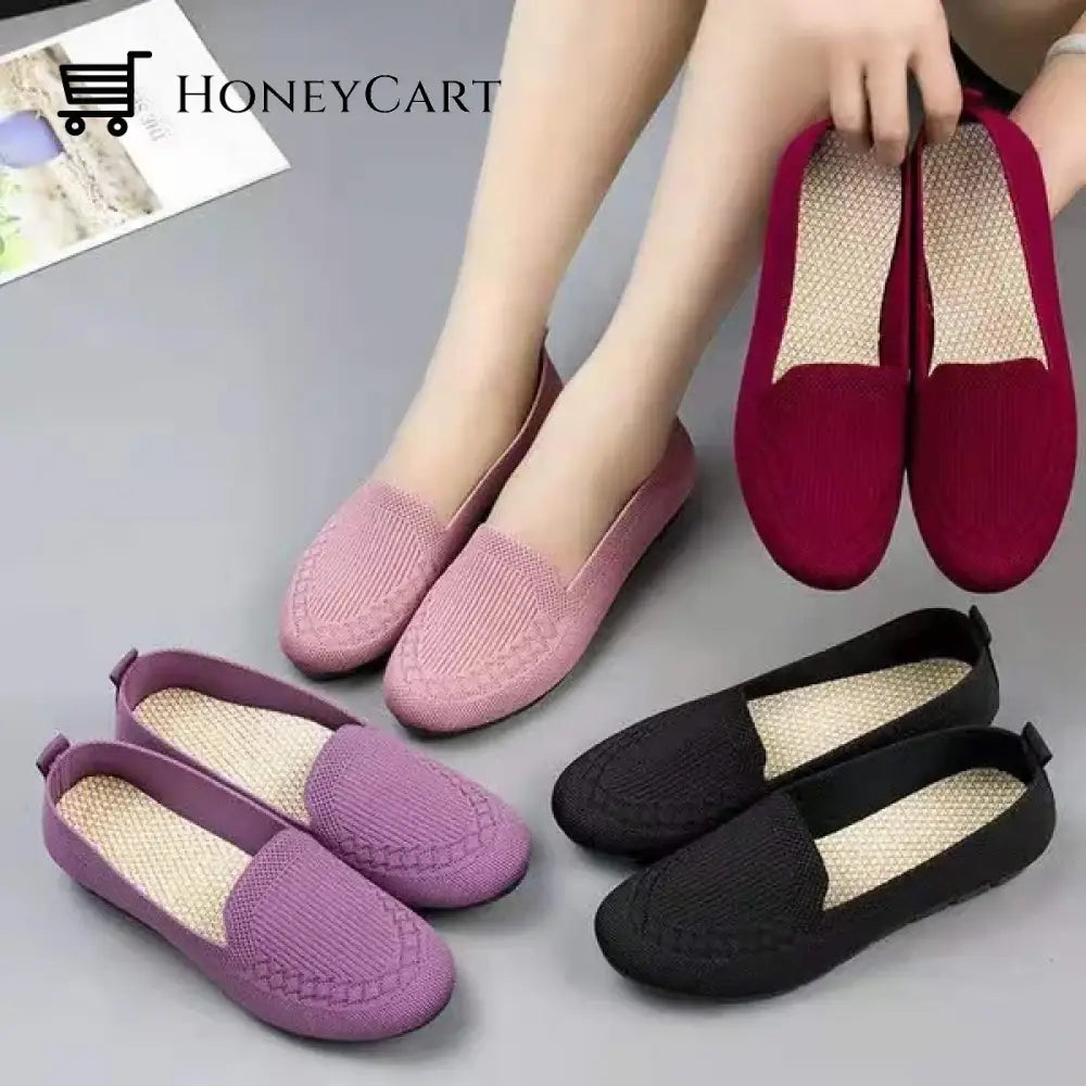 2022 Casual Shoes Womens Mesh Breathable Slip On Flat Ladies Loafers 1 Set/4 Color / 5.5 Tool