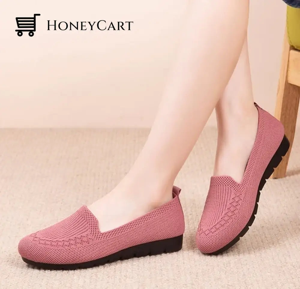 2022 Casual Shoes Womens Mesh Breathable Slip On Flat Ladies Loafers Pink / 5.5 Tool