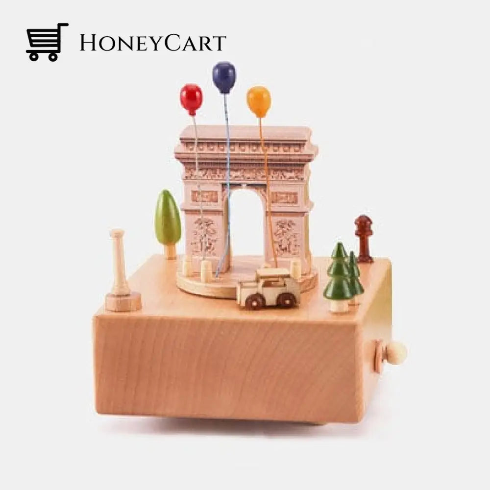 2022 Early Christmas Promotion-Handmade Wooden Rotating Music Boxes Arc De Triomphe