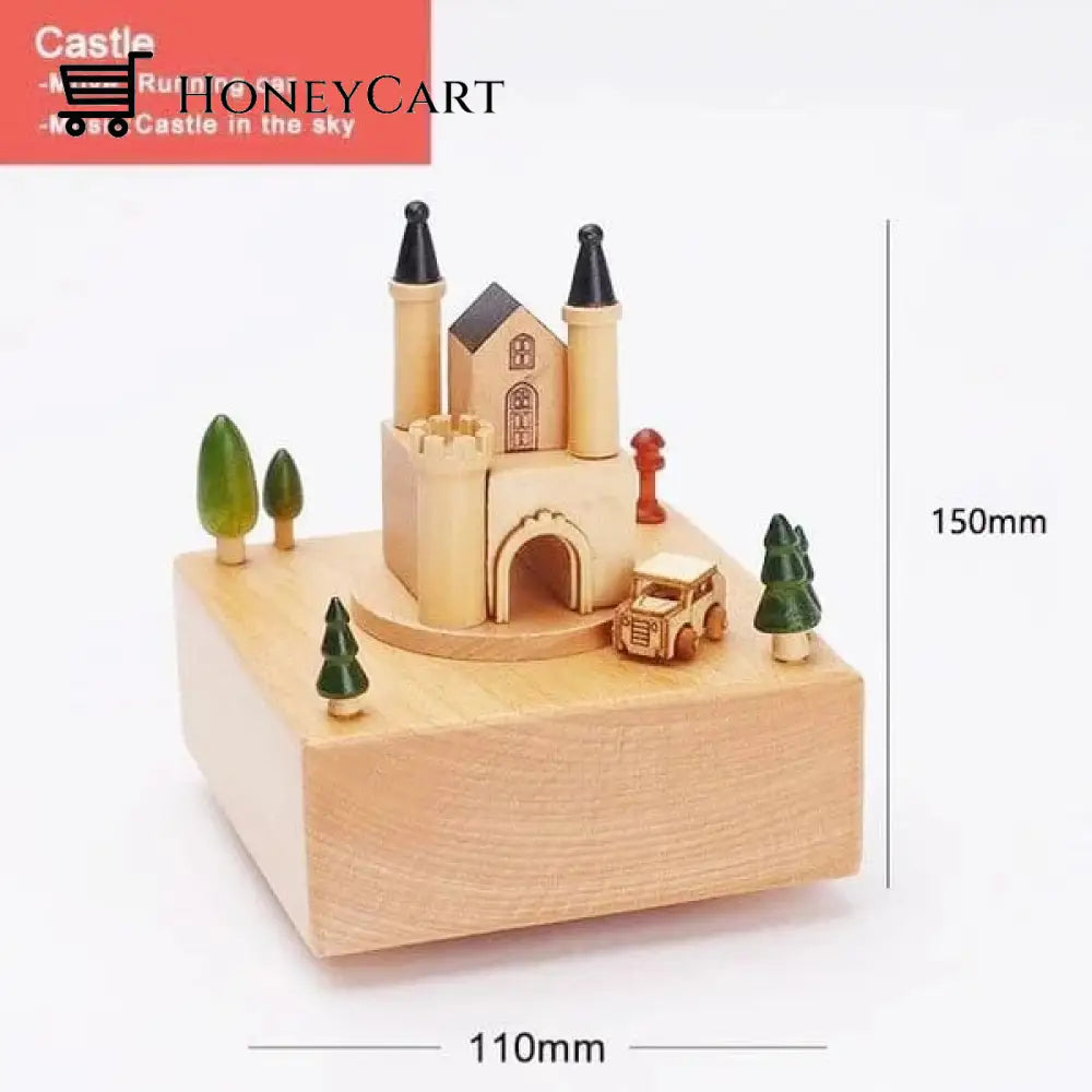 2022 Early Christmas Promotion-Handmade Wooden Rotating Music Boxes Castle