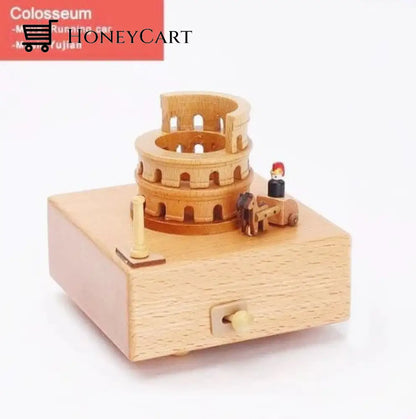 2022 Early Christmas Promotion-Handmade Wooden Rotating Music Boxes Colosseum