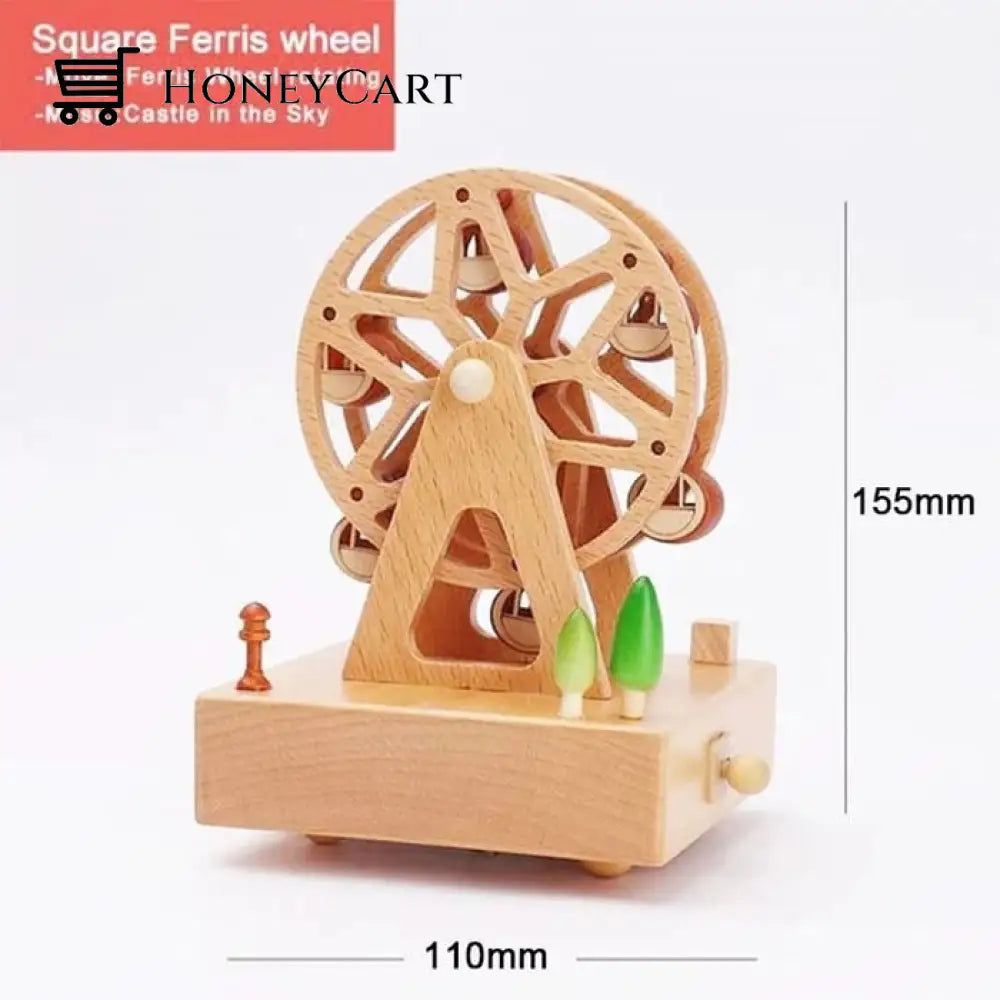 2022 Early Christmas Promotion-Handmade Wooden Rotating Music Boxes Round Ferris Wheel