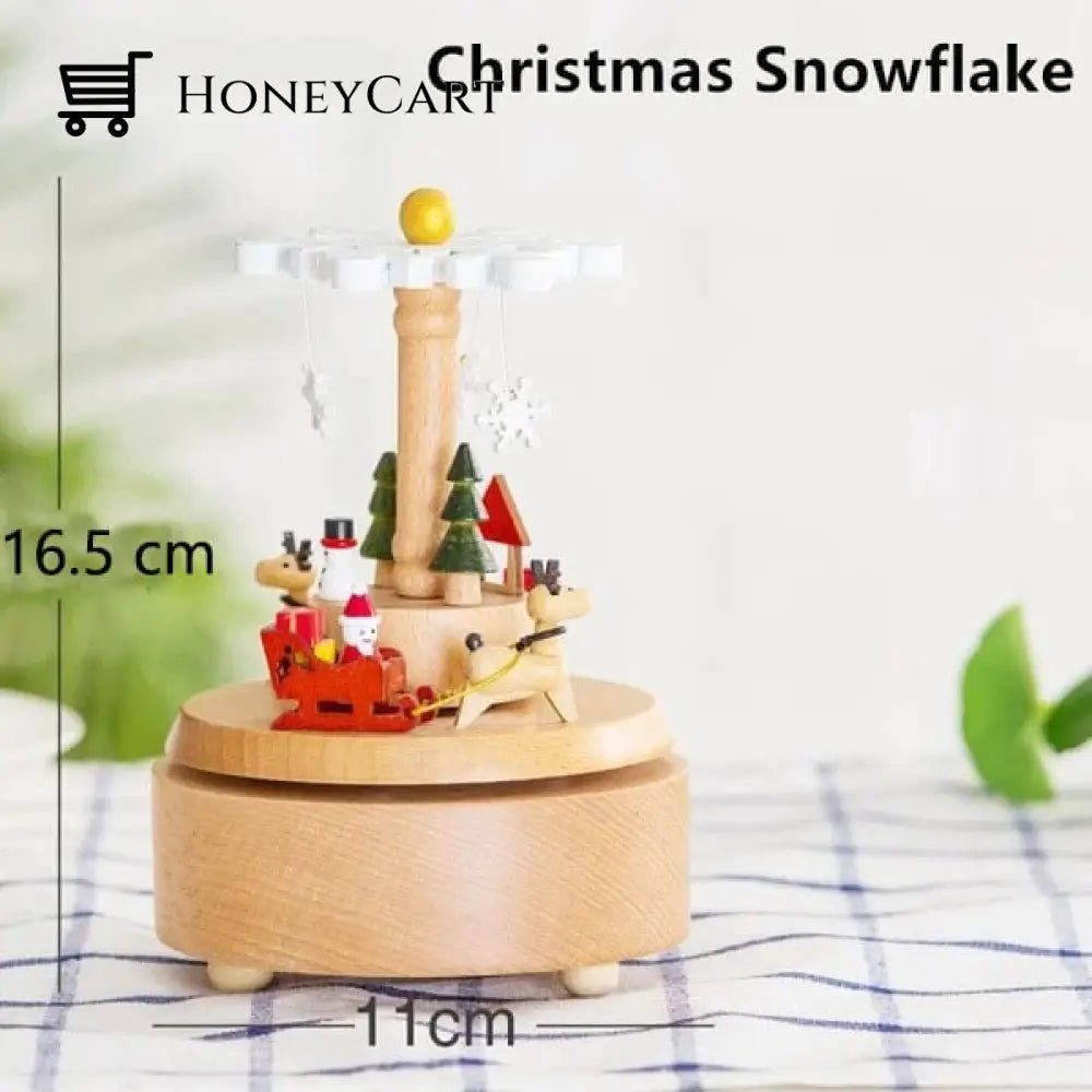 2022 Early Christmas Promotion-Handmade Wooden Rotating Music Boxes Snowflake