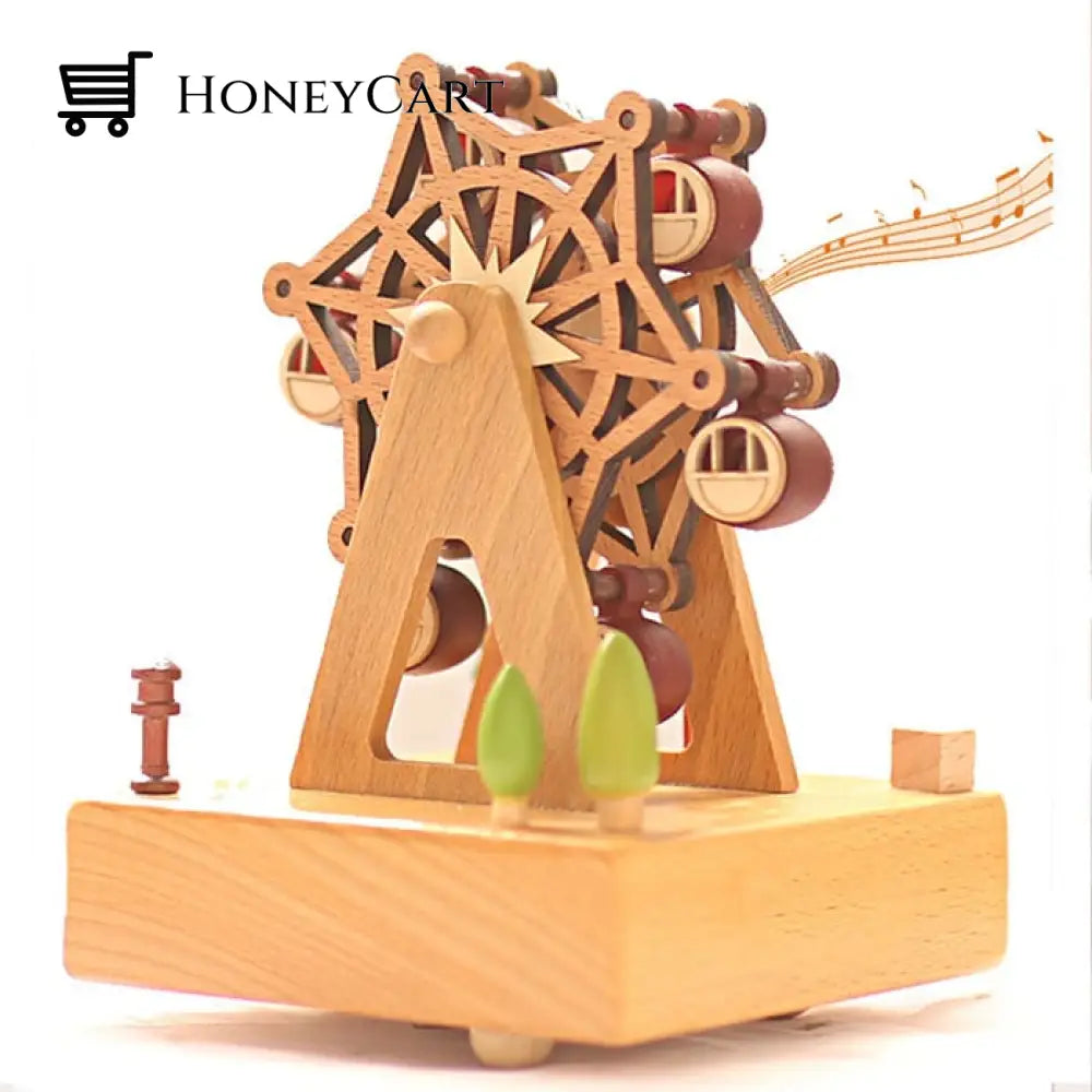 2022 Early Christmas Promotion-Handmade Wooden Rotating Music Boxes Square Ferris Wheel