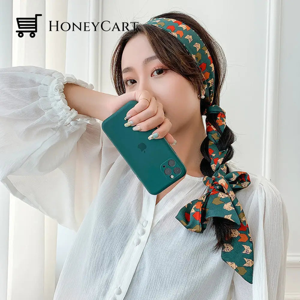 2022 Korean Silk Retro Hair Band Green Mark