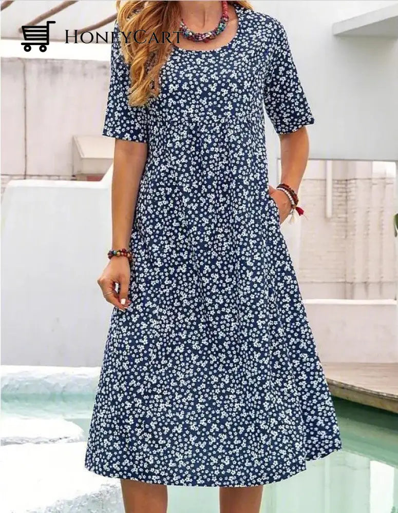 2022 Mothers Day Promotion 49% Offwomen Floral Pockets Plus Size Midi Dress