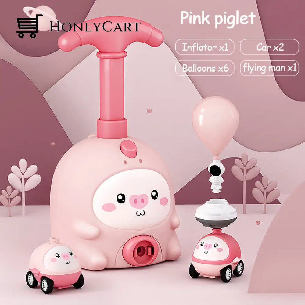 2022 New Air Pressure Power Balloon Car With Rocket Pink