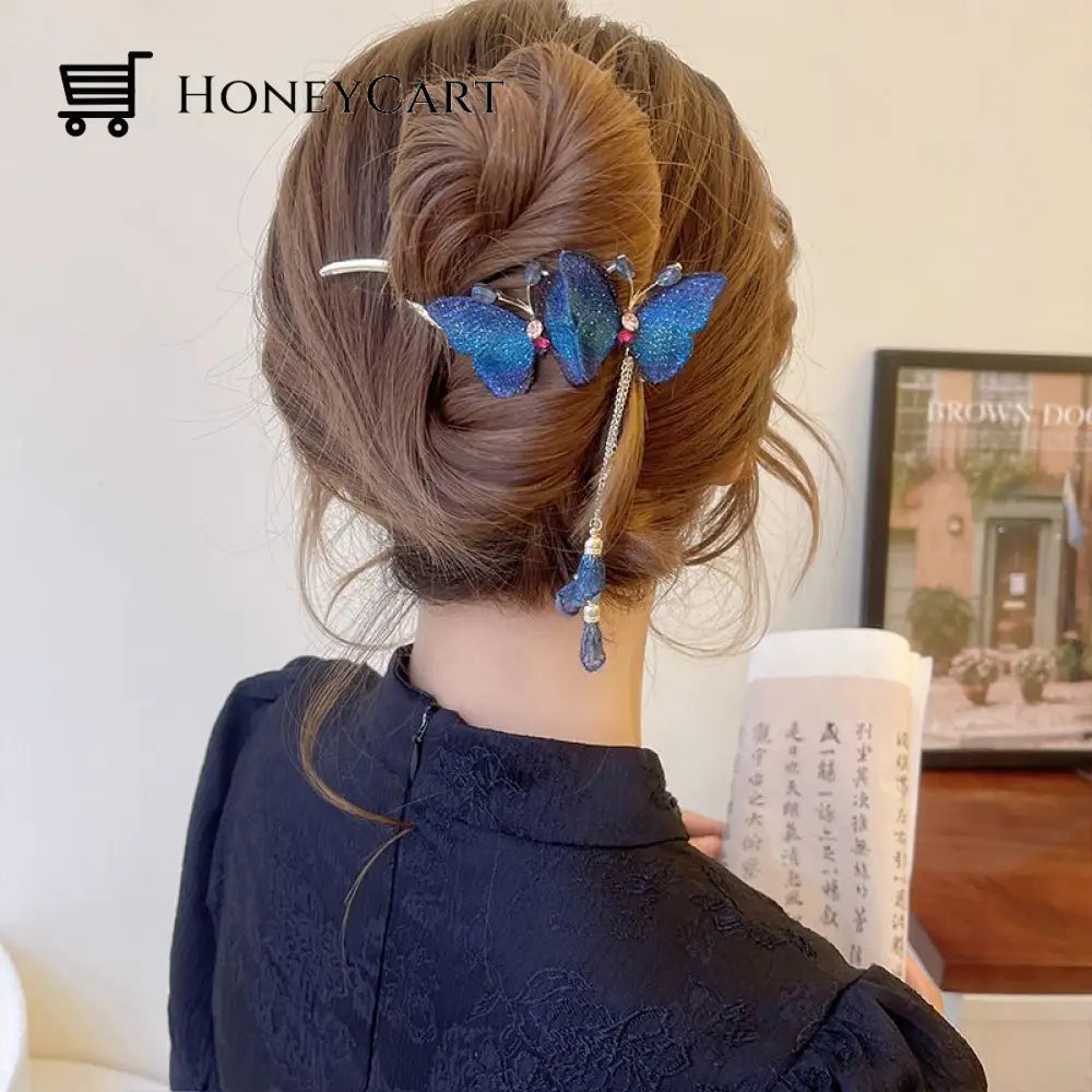2022 New Arrival- Ins Style Elegant Hairpin (Buy 4 Get 10% Off) Blue Butterfly Tassel