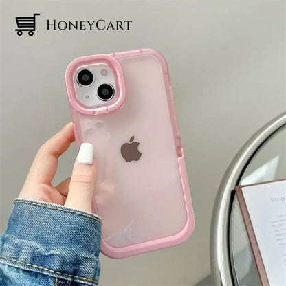 2022 New Double Stand Transparent Tpu Phone Case Pink / 11 Tool