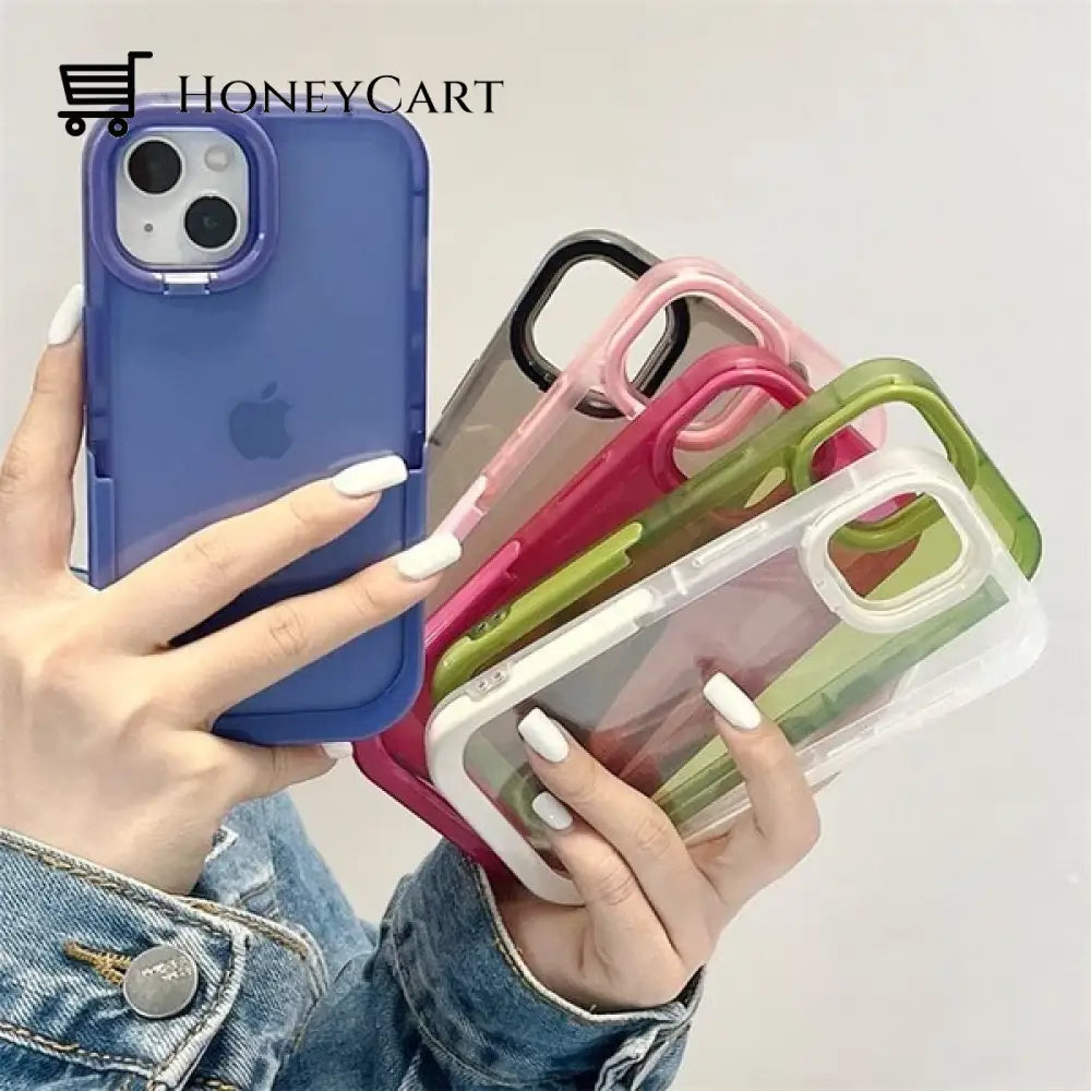 2022 New Double Stand Transparent Tpu Phone Case Tool