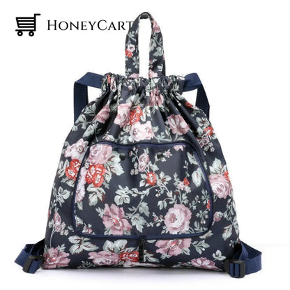 2022 New Foldable Large Capacity Travel Backpack Pink Flower