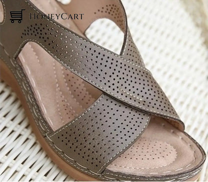 2022 New Leather Soft Footbed Arch-Support Backstrap Wedge Sandals